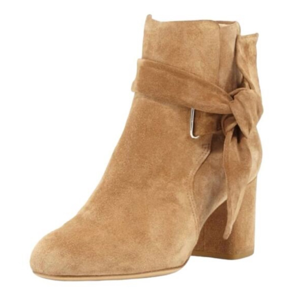 RAG & BONE 39 Dalia taupe gray Italian Suede Ankle-Tie Ankle Bootie heel boho